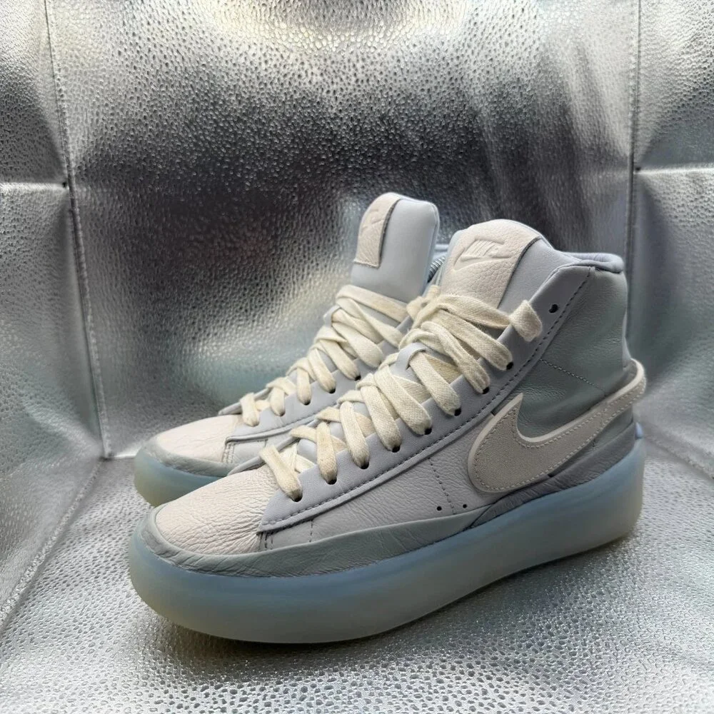 Size 6 Nike Blazer Phantom Mid‎ White Blue Lace Up Athletic Sneakers DX5800-001